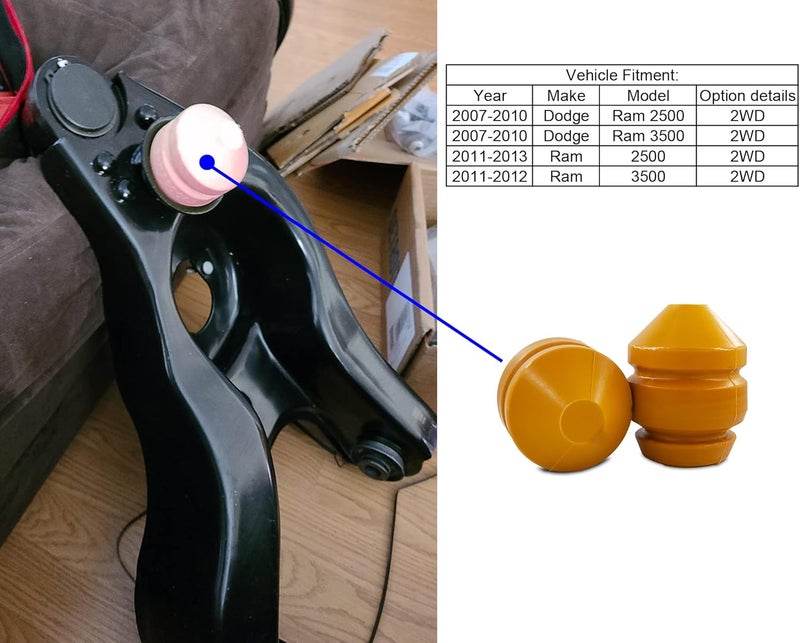 Autoacc Front Bump Stops, Lower Control Arm Jounce Bumpers Compatible with Dodge 2003-2010 Ram 2500 3500, 2011-2014 Ram 2500, 2011-2012 Ram3500 (2WD Only) - Image 2